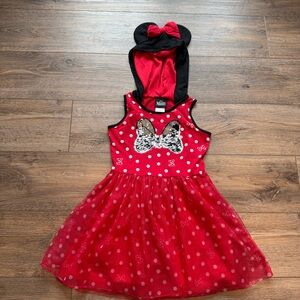 Disney Red and Black Minnie Mouse Hooded Tulle Dress